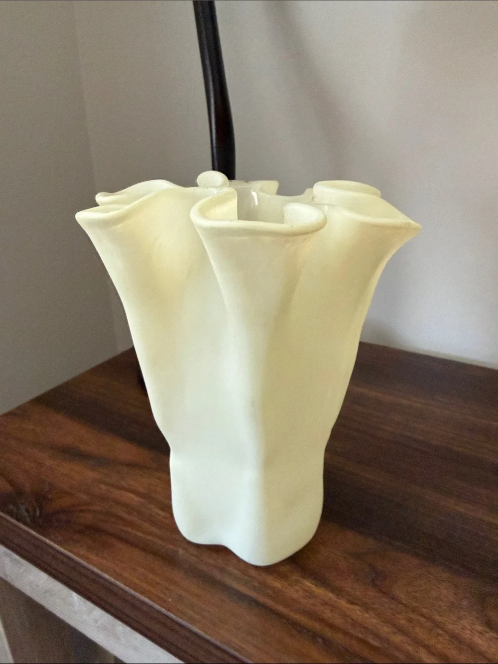 Muuria Finland Frosted Art Glass Freeform Ruffled Vase Scandinavian Modern